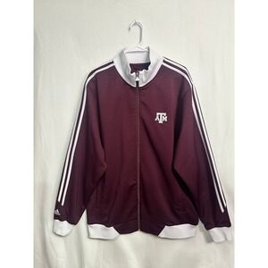 Adidas Texas A&M Aggies Track Jacket Mens L Maroon White Full Zip 5852A 09